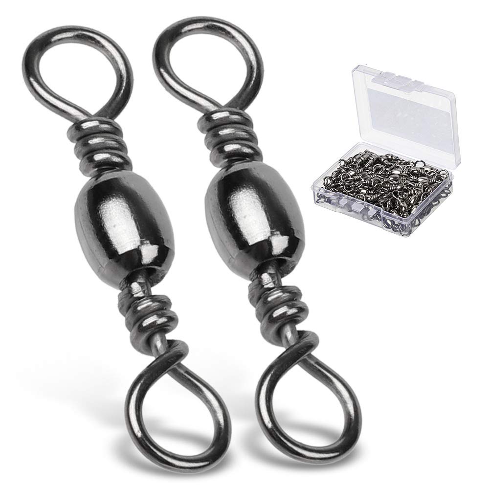 AMYSPORTS High Strength Fishing Swivels - Barrel Solid Ring Swivel, Rolling Line Connector - Saltwater & Freshwater - Stainless Steel - 50pcs, 60lbs