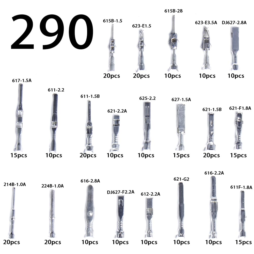 Connector Pins Crimped Terminal Kit - Automotive Electrical Wire Removal Set | Non-Insulated Male & Female Plugs | 1-3.5mm Sizes