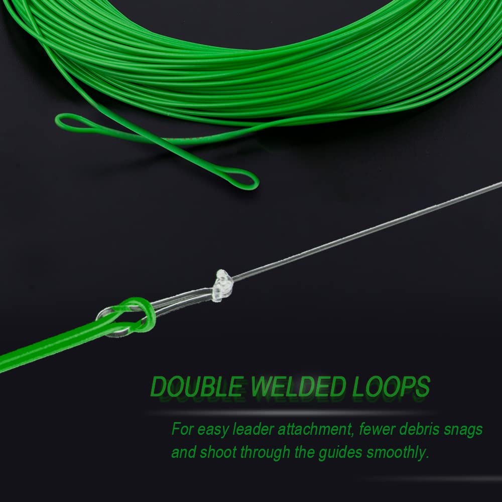 HERCULES Fly Fishing Line Floating Weight Forward Fly Line with Double Welded Loop, Grass Green, WF3F 90FT