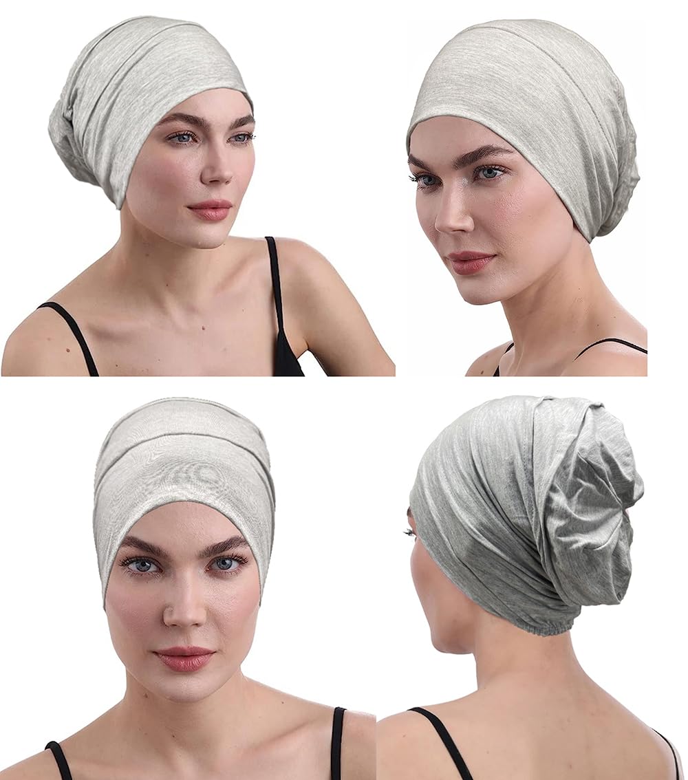 JarseHera Cotton Slouchy Beanie Chemo Headwear Soft Slouch Cancer Caps Hats Head Cover for Hair Loss 1PCS Light Gray