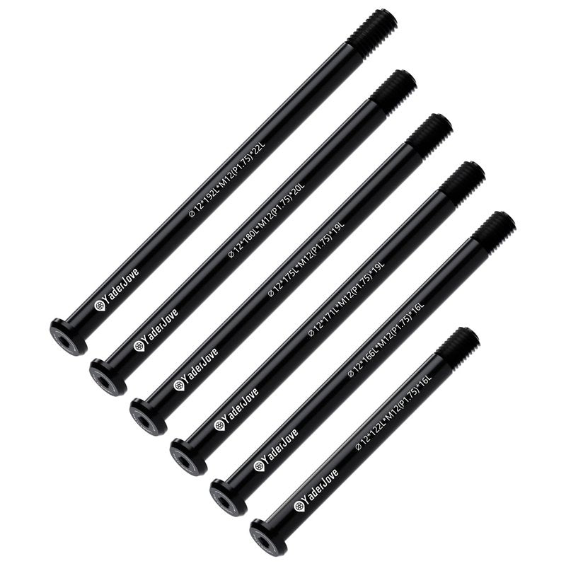 YaderJove Bike Thru Axle Adapter - 1.75mm Thread Pitch 12mm Hub Thru Axle for Bicycle Forks and Rear Shock, for Road & Mountain MTB Bike (12mm x 122/166/171/175/180/192mm)