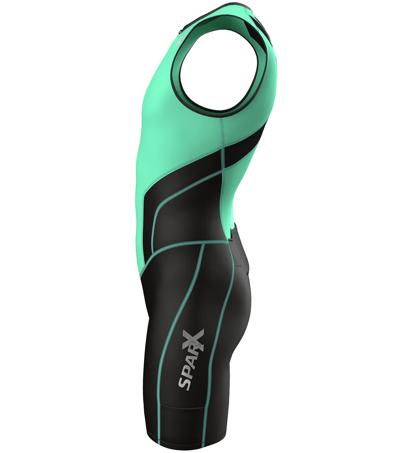 Sparx X Triathlon Suit Men Racing Tri Cycling Skin Suit Bike Swim Run (Mint Green, Large)