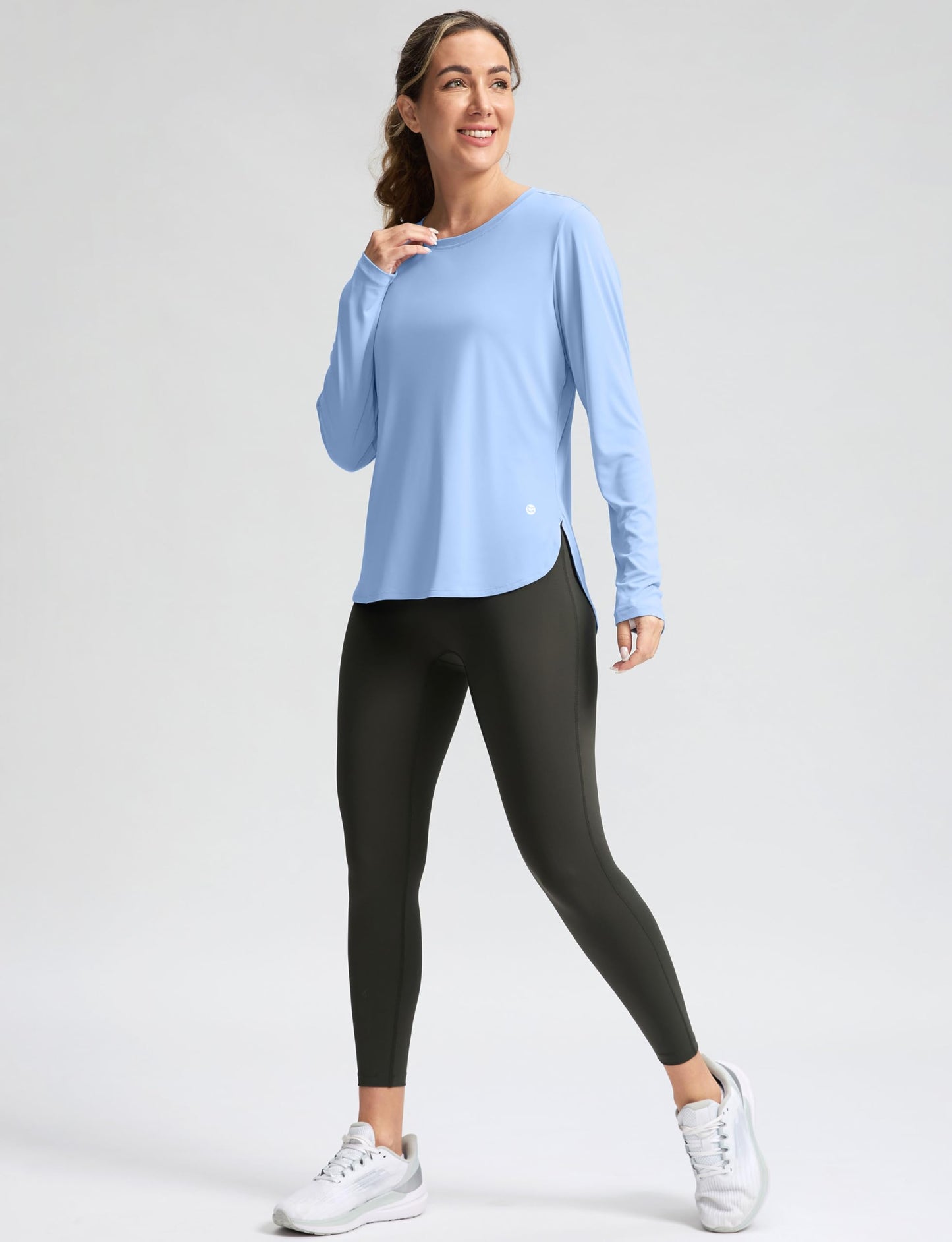 Women's Sun Shirts UPF 50+ Long Sleeve UV Protection Shirt Lightweight Quick Dry Workout Hiking Tops for Women(Haze Blue,XL)