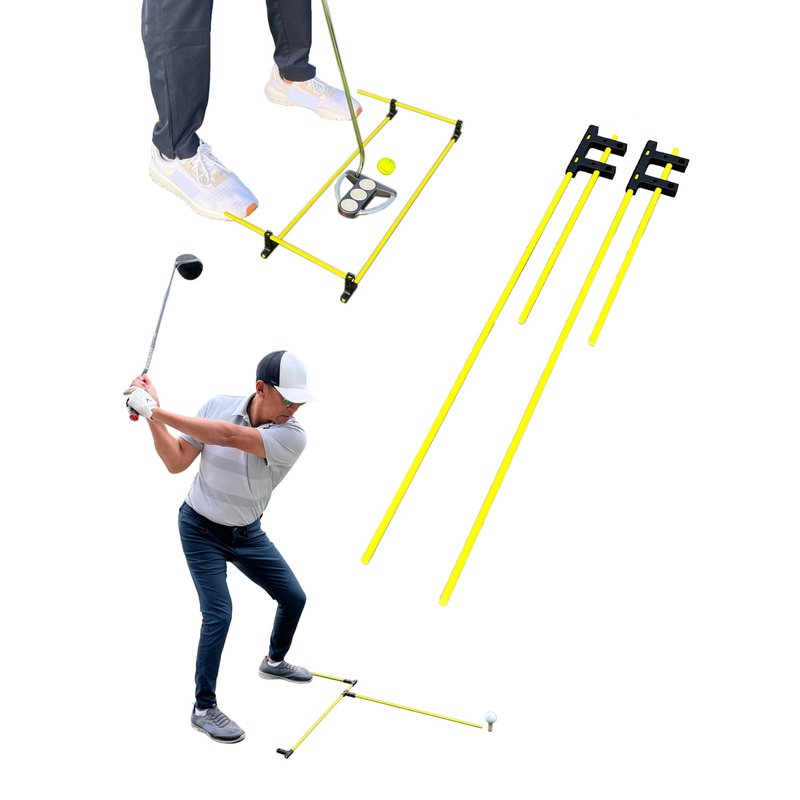 Golf Alignment Guide Sticks – Adjustable Swing & Putting Trainer Aid | Fix Slice, Improve Posture, Ball Position & Over-the-Top Swing | Indoor & Outdoor Practice