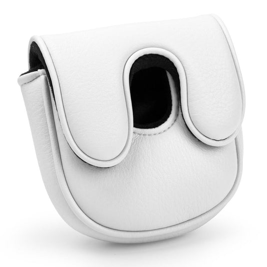 Golf Mallet Putter Cover for DF3 Center Shafted Putter Head Cover Mallet Putter Headcover Magnetic Synthetic Leather Mallet Putter Cover Club Protective Case for Men Women (White)
