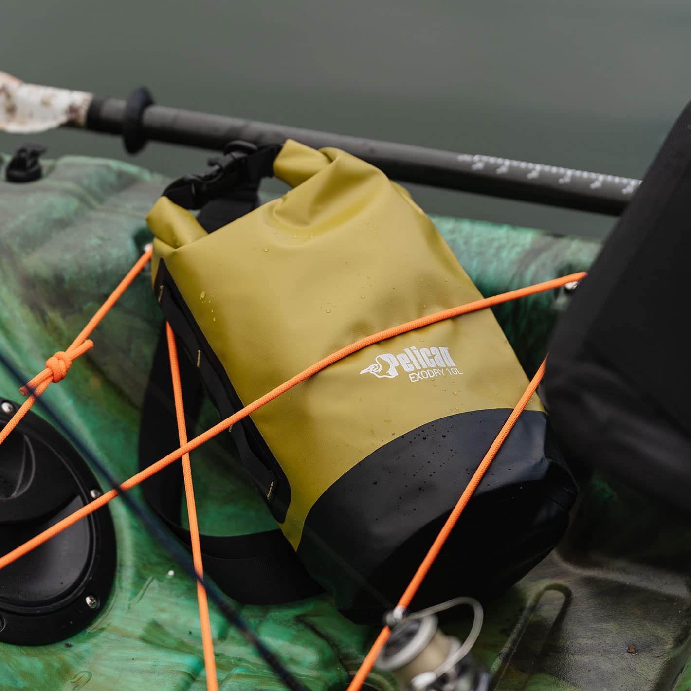 Pelican ExoDry 20L Medium Drybag - Waterproof - Shoulder Straps - Thick & Lightweight - Roll Top Dry Compression - Keeps Gear Dry for Kayaking, Rafting, Hiking and Fishing - Black