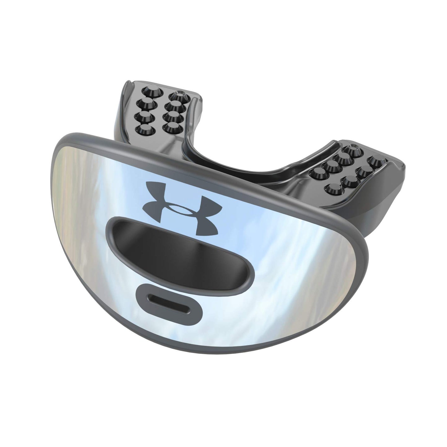 Under Armour Football Lip Guard - Mouthpiece with Strap, Full Mouth Protection for Braces - Silver
