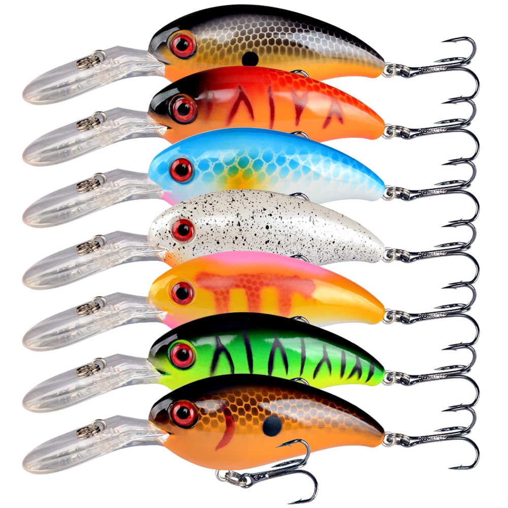 LINGYUE Bass Fishing Lures Kit Set Topwater Hard Baits Minnow Crankbait Pencil VIB Swimbait for Bass Pike Fit Saltwater and Freshwater (50pcs Gary)