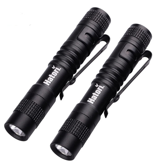 HATORI LED Mini Flashlight, Bright Small Handheld Pocket Flashlights Tactical High Lumens Pen Light for Camping, Outdoor, Emergency, 2 Pack(3.55Inch)