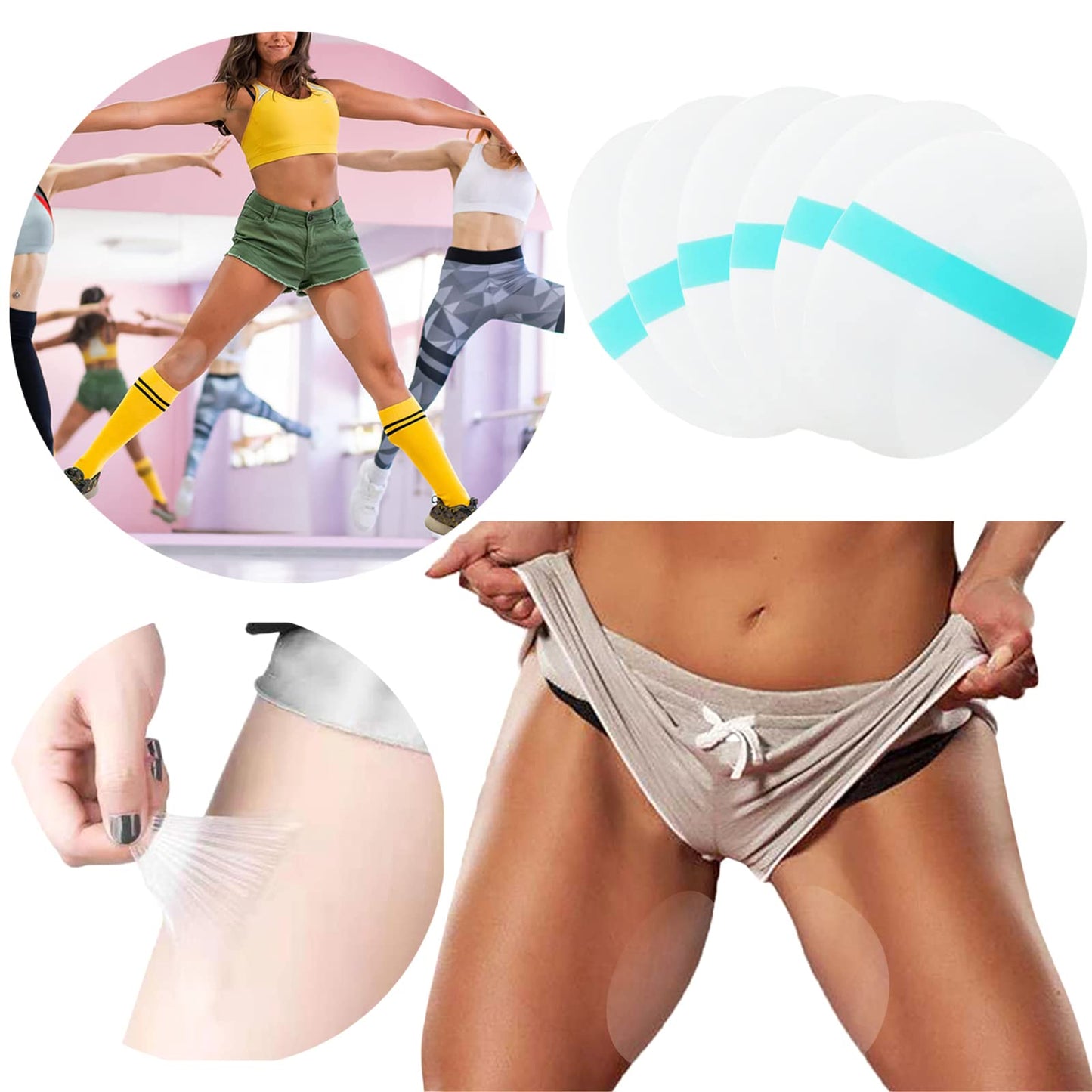 WOLAIYE Thigh Inner Anti-Chafing Sticker, Self-Adhesive Wear-Resistant Disposable Body Anti-Friction Pads, Transparent Ultra-Thin Invisible Patch,12PCS