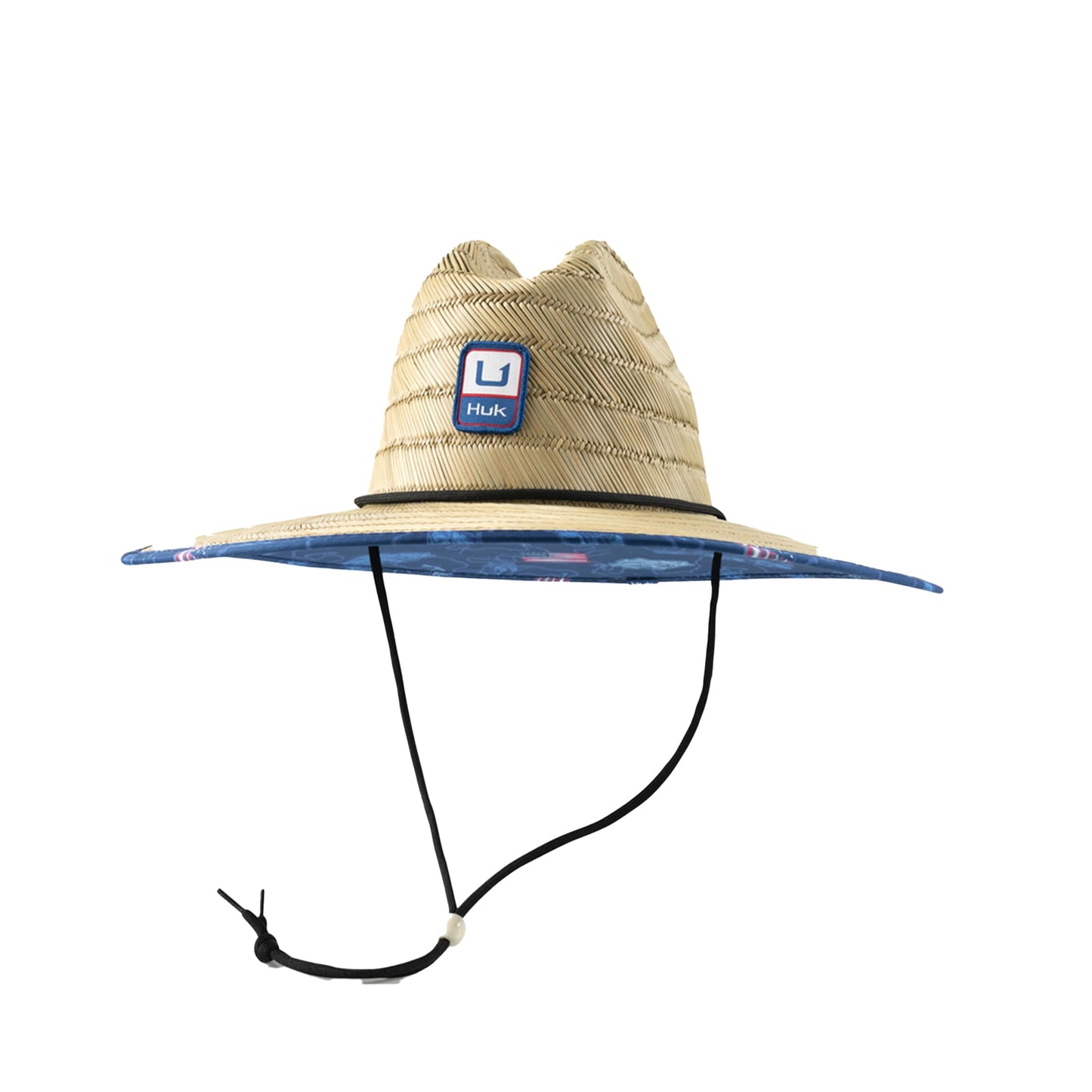 HUK Mens Straw Hat, Wide Brim Fishing & Beach Hat for Men, Fish and Flags - Set Sail, One Size