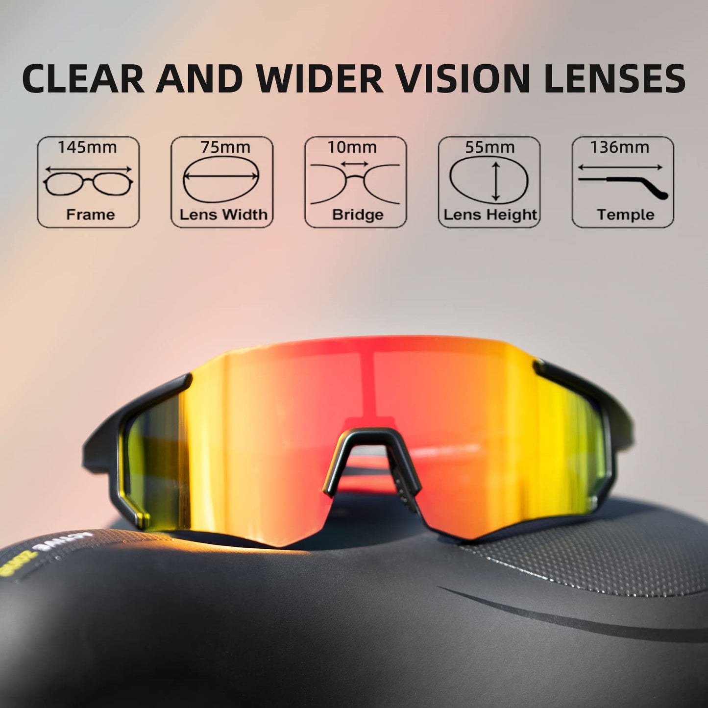 ROCKBROS Polarized Sunglasses for Men Women UV400 Protection Cycling Bike Glasses TAC Lightweight Frame Driving Fishing Golf Sunglasses，Orange