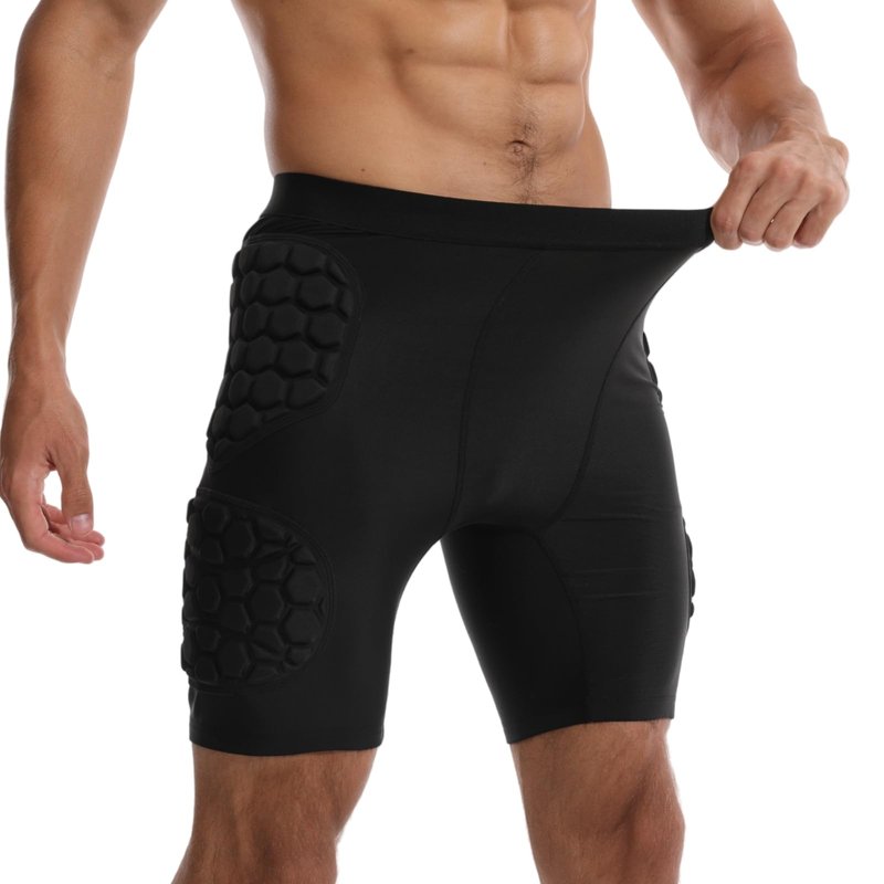 Jormino Compression Padded Shorts for Snowboarding, Skating, Skateboarding, Crash Pants with Thigh, Hip, Butt Pads L