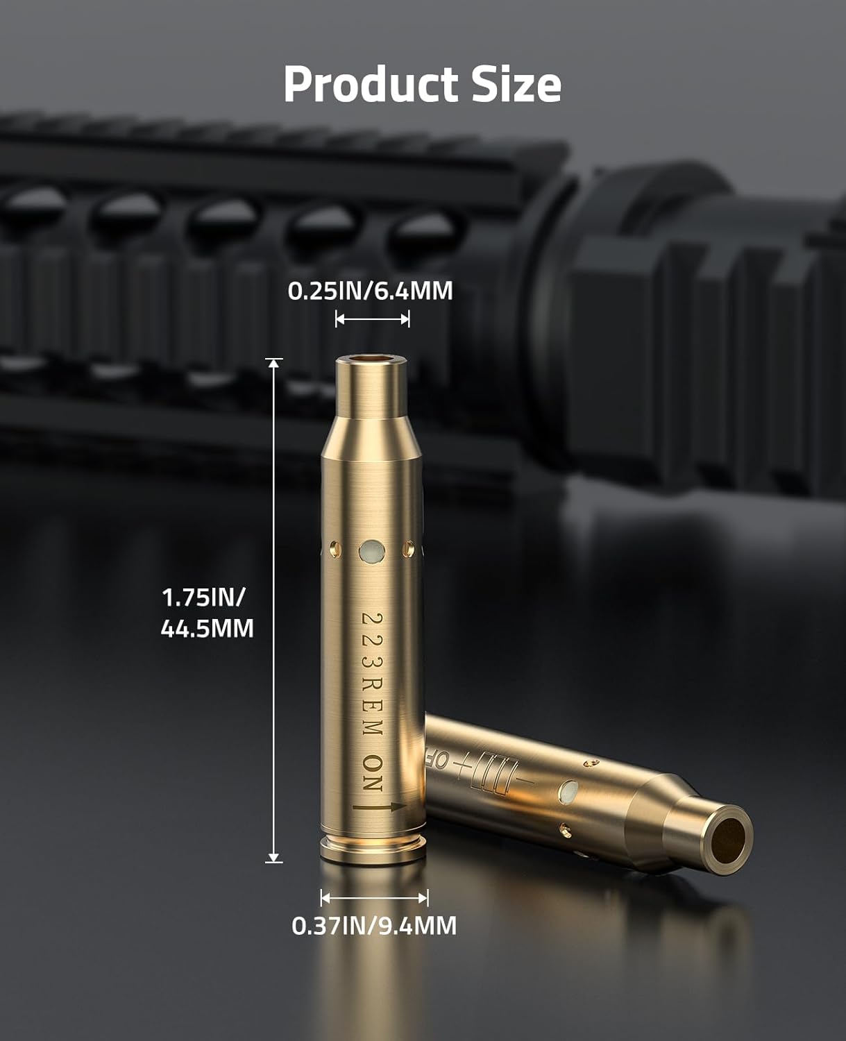 Laser Bore Sight for 5.56/.223 - Red Laser with On/Off Switch & 2 Battery Sets | 350 LGND (9x43mm) & 450 Bush