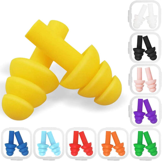 10 Pairs Swimming Earplugs Silicone Noise Cancelling Ear Plugs Reusable Waterproof Earplugs with Case for Swimming and Sleeping, 10 Assorted Colors