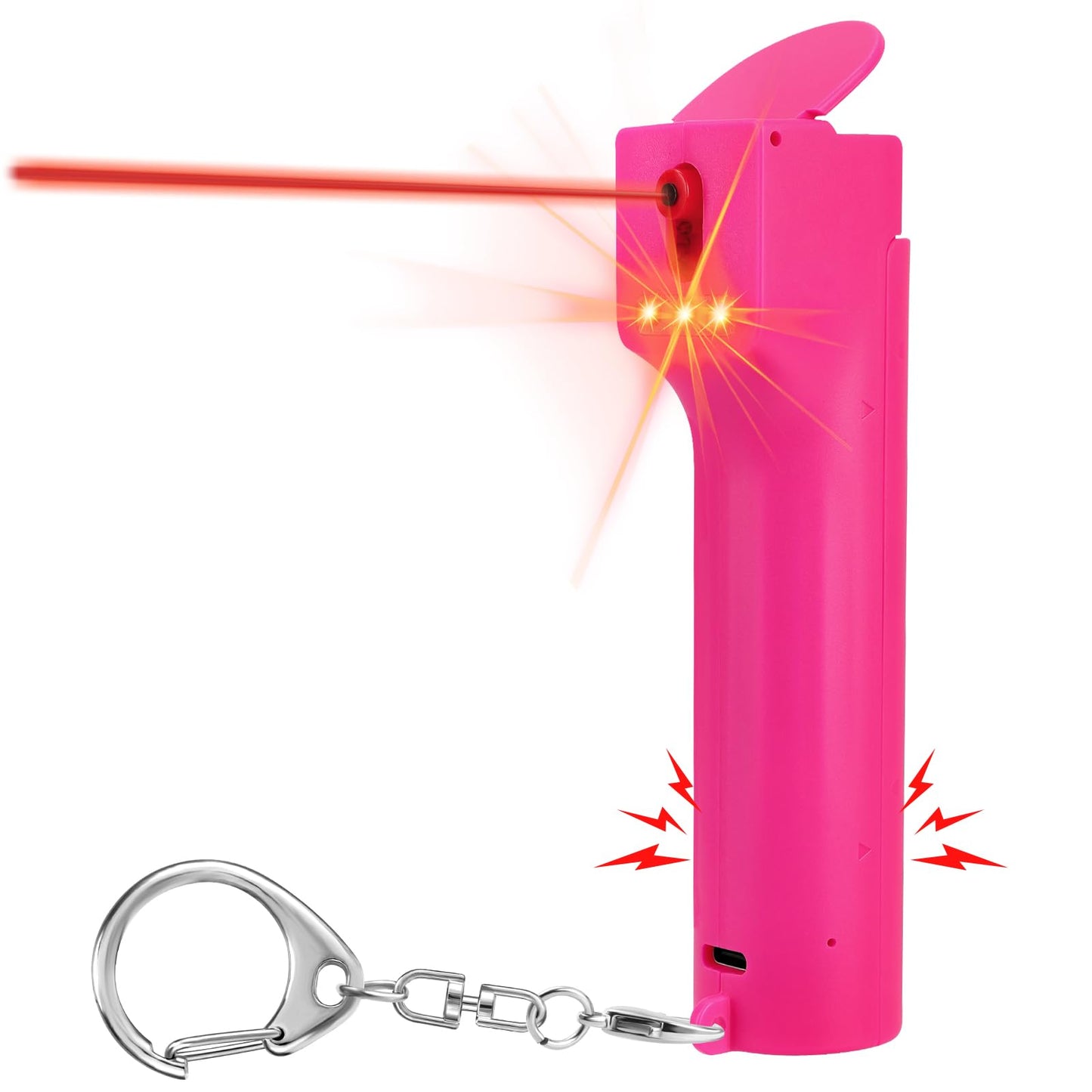 3-in-1 Self Defence Personal Alarm with Pepper Spray Set for Women, Max Strength Pepper Gel & 130 dB Safety Alarms & Strobe Lights, Quick Release, 3X Protection, Canister Replaceable