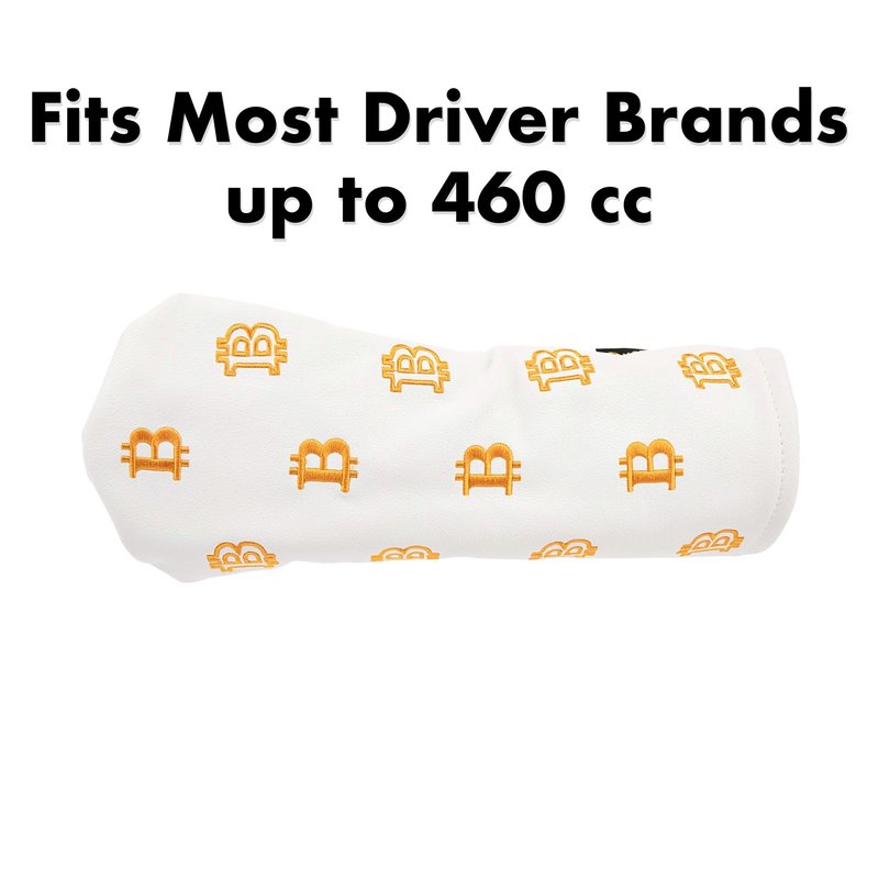 Bitcoin Golf Driver Headcover - Leather Golf Club Covers - HODL 21 Head Cover Golf Accessories (Black)