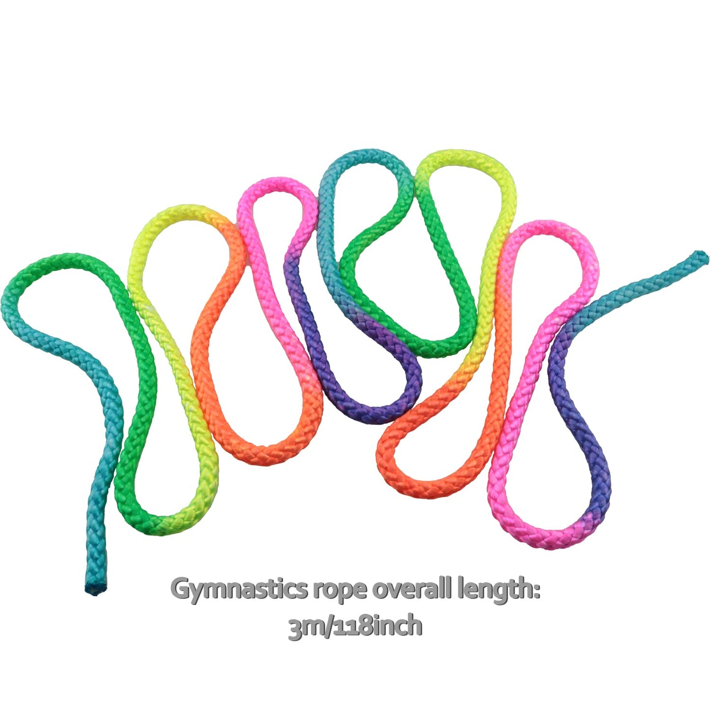 JJHXSM Exercise & Fitness Aerobic Gymnastic Skipping Rope 3 Meters Rainbow Rhythmic Gymnastics Arts Rope for Professional Competition Home Fitness Kids Playing