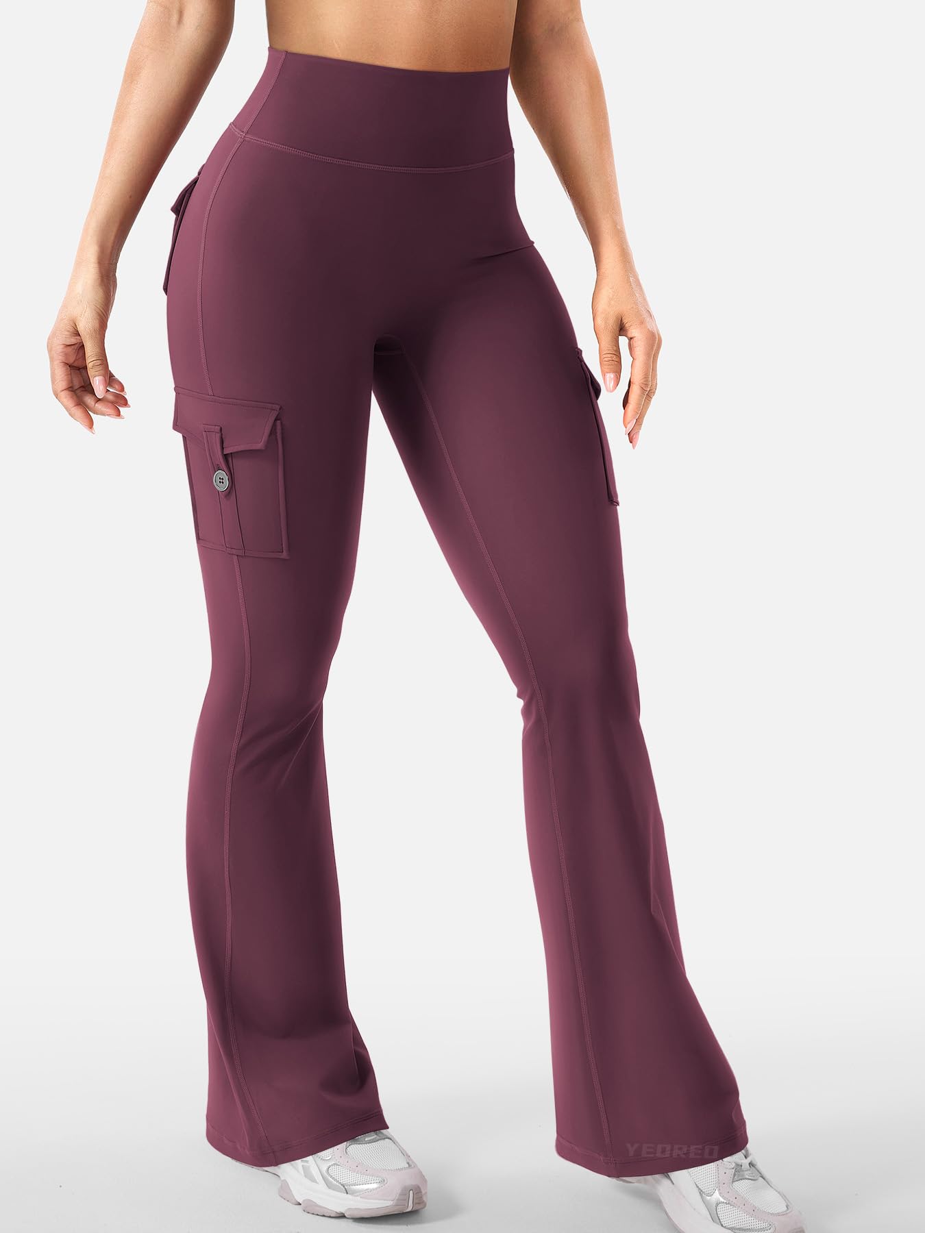 YEOREO CoreFlex Women Workout Flare Leggings Black Cherry