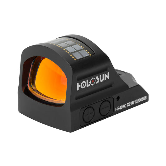 HOLOSUN HS407C X2 Red 2 MOA Dot Open Reflex Sight - Durable Shake-Awake Solar Failsafe Parallax-Free Aluminum Pistol Sight for Full-Sized Handguns