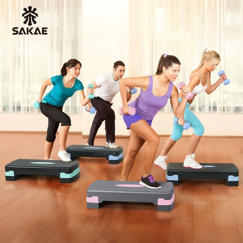 Adjustable Height Aerobic Stepper Set - Versatile Workout Platform with Dumbbells, Kettlebell & Ankle Weights | 4 Color Options