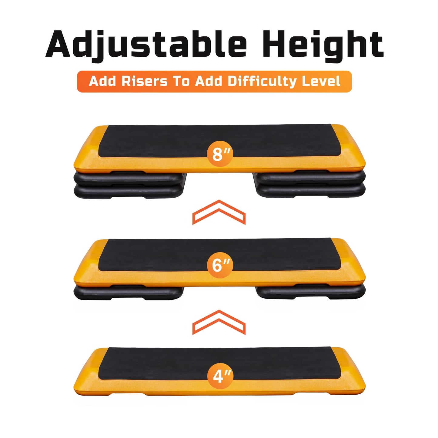 ZENY 43'' Exercise Aerobic Step Platform Adjustable Workout Step with 4 Stackable Risers, Aerobic Steppers for Exercise at Home Gym Cardio Strength & Training (Orange)