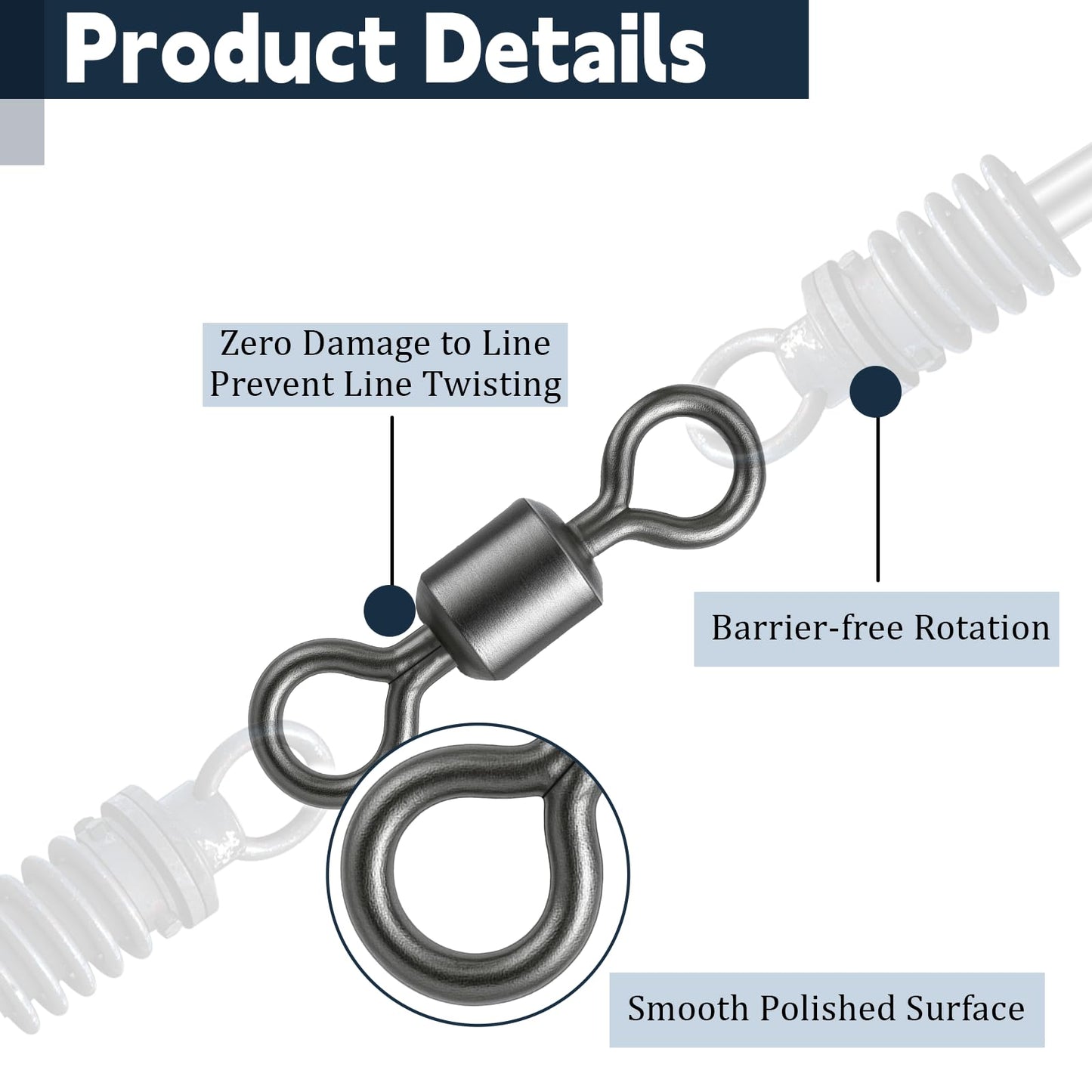 SynHHergyx 100 Pack Micro Swivels for Fly Fishing, Small Fishing Swivels Rolling Barrel Swivels Fly Fishing Tackles, High Strength Barrel Swivel Hook Line Connector with Black Coating