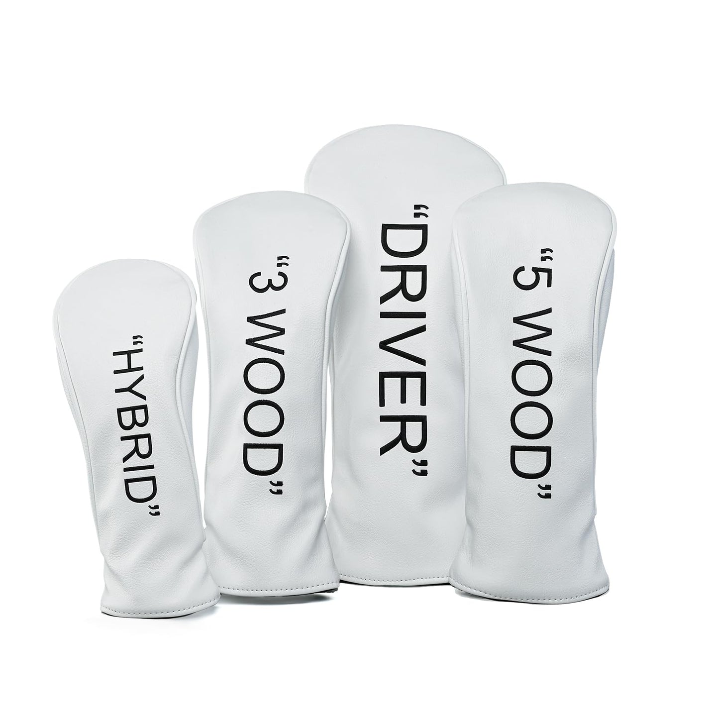 Golf Club Covers – Leather Driver Headcover, Fairway Wood, 3 Wood, Hybrid, Fits Mallet Blade Putter Head Covers Alignment Stick Cover (Set)