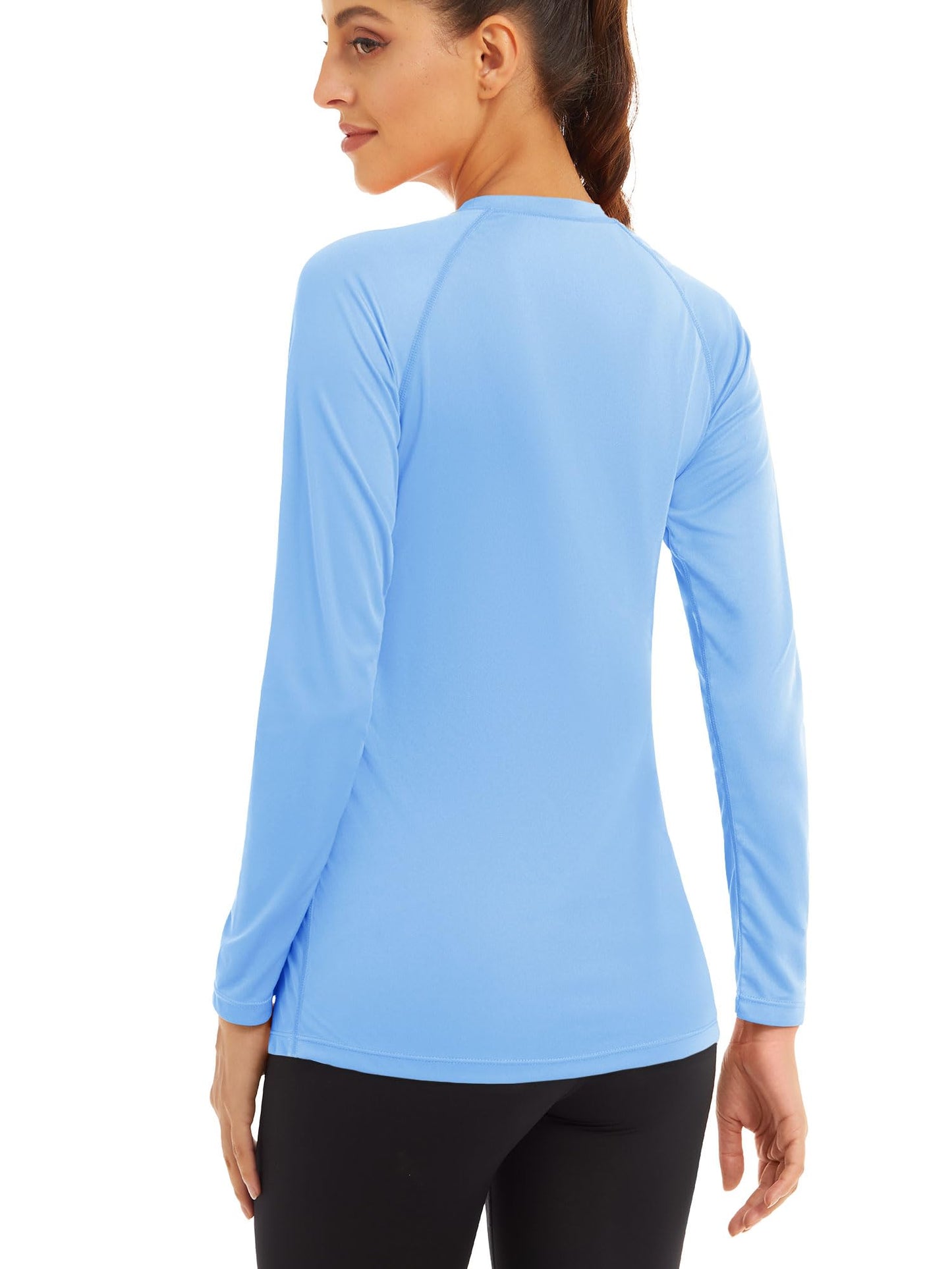 MAGCOMSEN Shirts for Women Long Sleeve Summer Rash Guard Top Sun Protection Lightweight Shirt Running Hiking Top Blue M