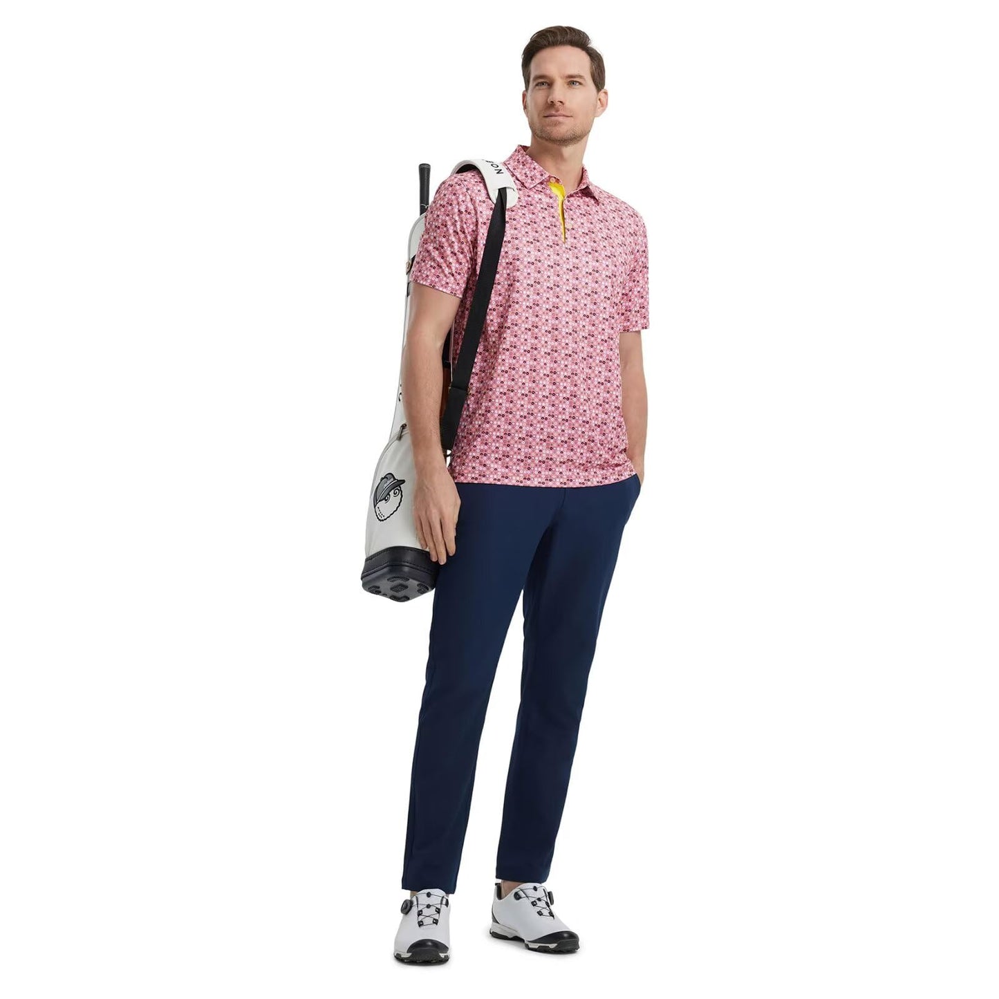 M MAELREG Mens Golf Shirt Short Sleeve Dry Fit Print Moisture Wicking Performance Patterns Collared Polo Shirt
