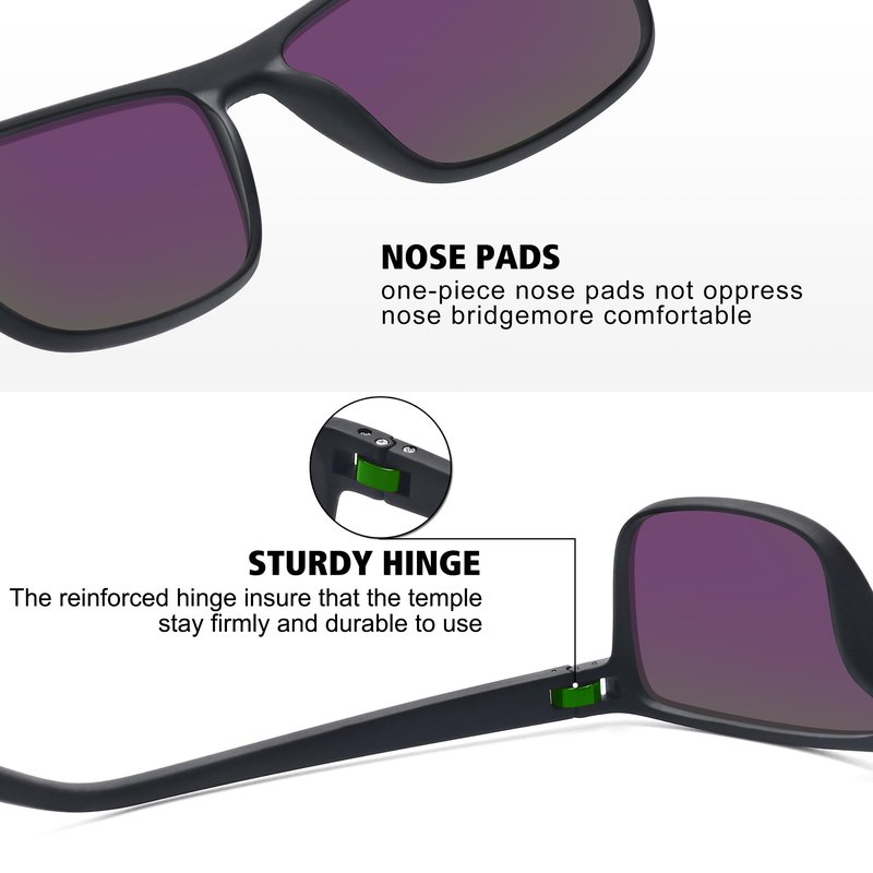 STORYCOAST Polarized Sunglasses for Men Women Classic Square Sports Fishing Running Golf Sun Glasses UV Protection 4Pack-Black+Red+Blue+Green