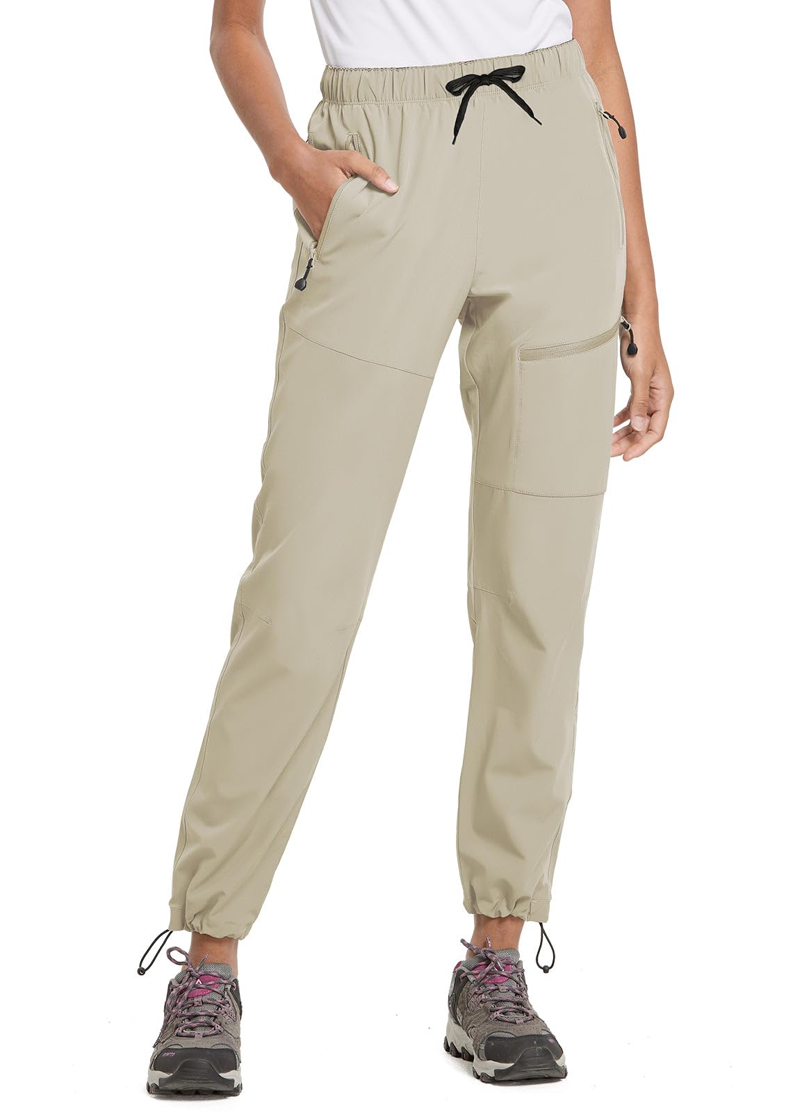baleaf Travel Pants Women Hiking Long Tall Lightweight Quick Dry Water Resistant Cargo Pants 31'' Trip 31''-Suntan XS