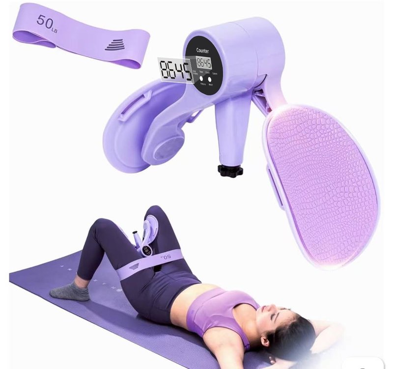 ZADBP Thigh Trainer [2026 Upgraded], 12-80LB Thigh Exerciser, LED Pelvic Floor Exercise Devices, 360° Inner Thigh Exerciser, Thigh Hip Trainer Kegel Excerciser with 50LB Resistance Band