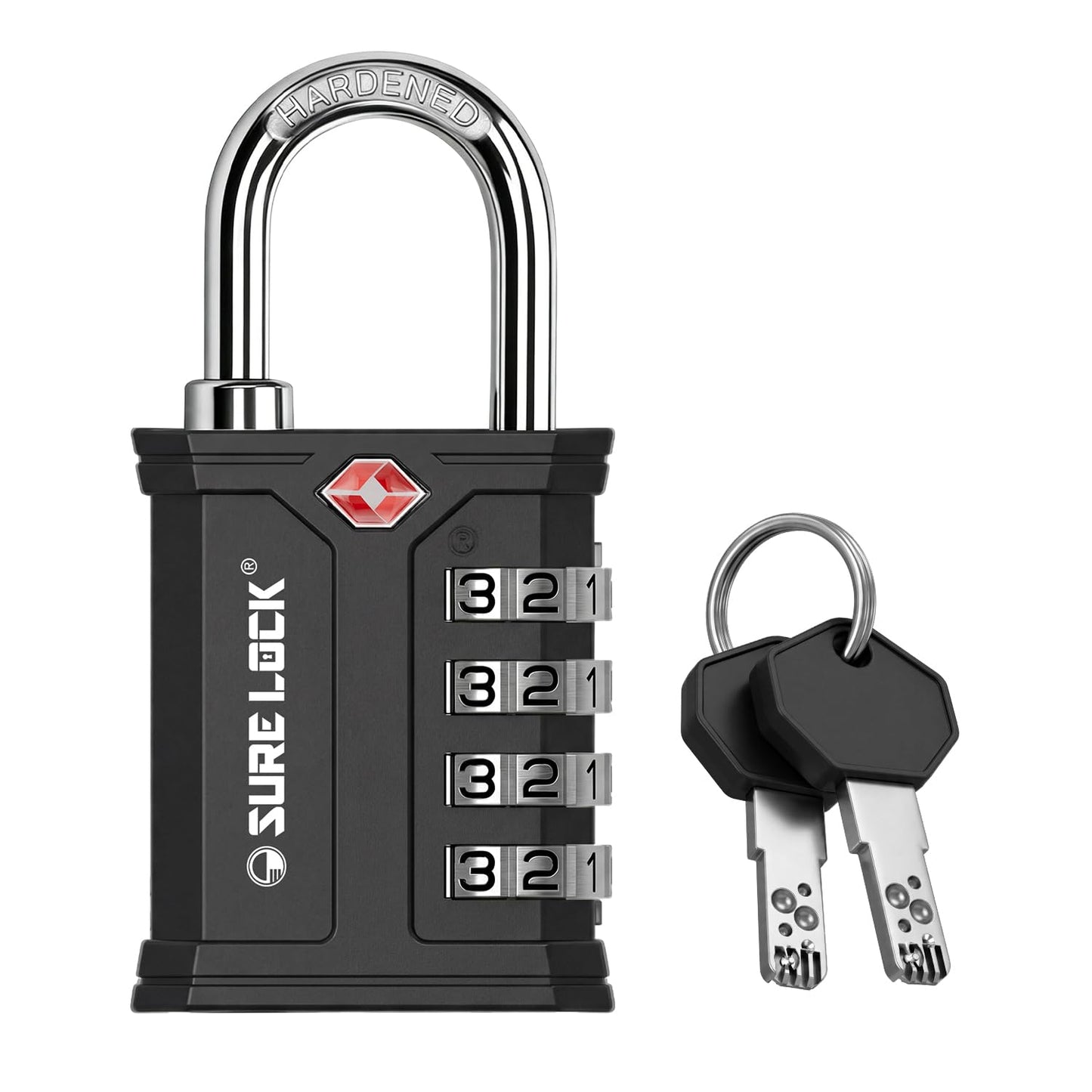 SURE LOCK TSA Accepted 4 Dig Heavy Duty Big Combination Luggage Padlock All Metal Travel Lock for Equipment Hard Case Luggage Gun Case Gym Locker Pelican Vault Lock (1, Grey)