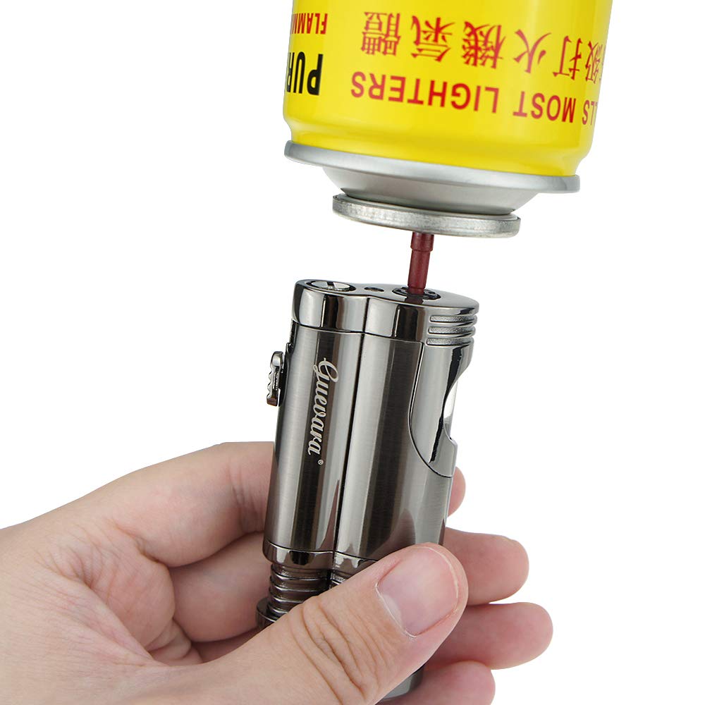 GUEVARA Butane Torch Lighter with Punch Windproof Double Jet Lighters