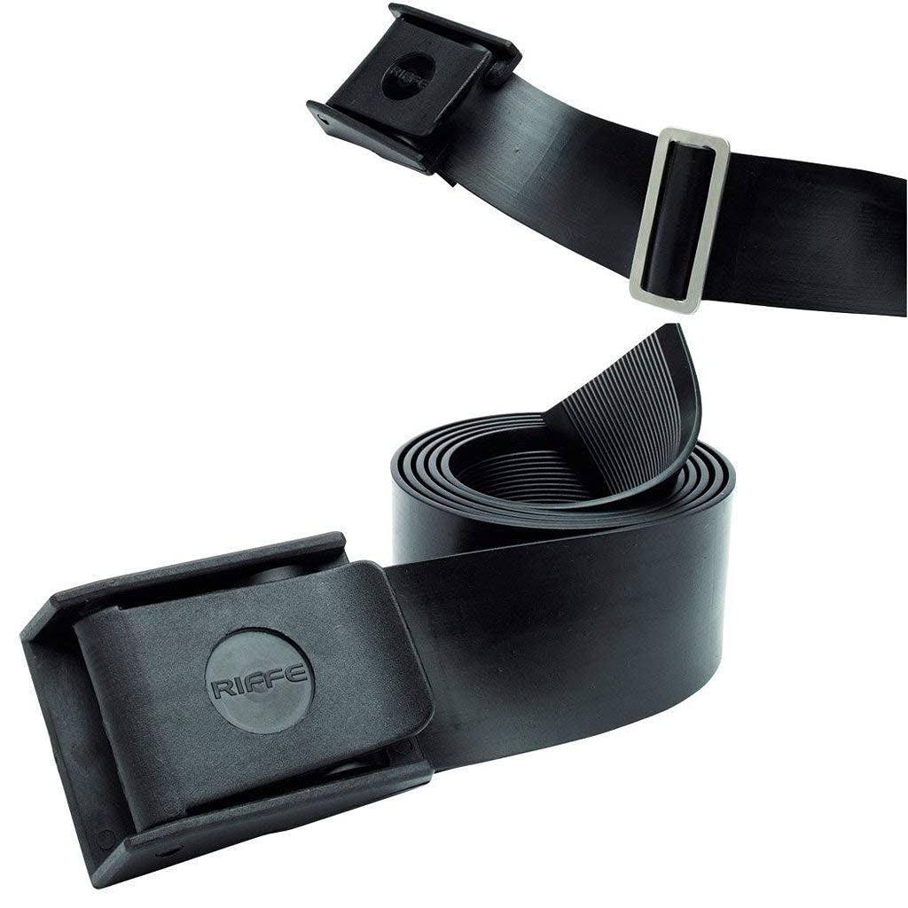 Riffe Rubber Weight Belt (Black) With Glass Filled Nylon Buckle, For Freediving and Spearfishing - Quick-Release Lever Ensures Safety On The Water, 54 Inch's Length