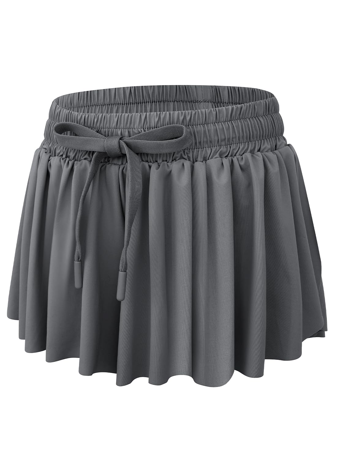 Girls Flowy Shorts with Spandex Liner 2-in-1 Youth Butterfly Skirts Grey for Fitness, Running, Sports 5-6 Years