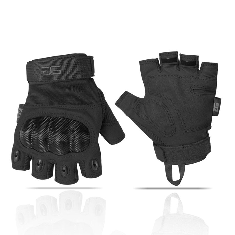 Glove Station Fingerless Knuckle Gloves for Men - Motorcycle Gloves for, Airsoft, Hunting, Work and Hiking - Black, Large
