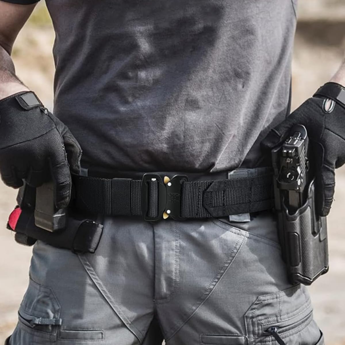 Vrose Flosi Quick Release Buckle EC MOLLE Utility Belt 2in1 Tactical Heavy Duty Gun Belt Law Enforcement for Men Women