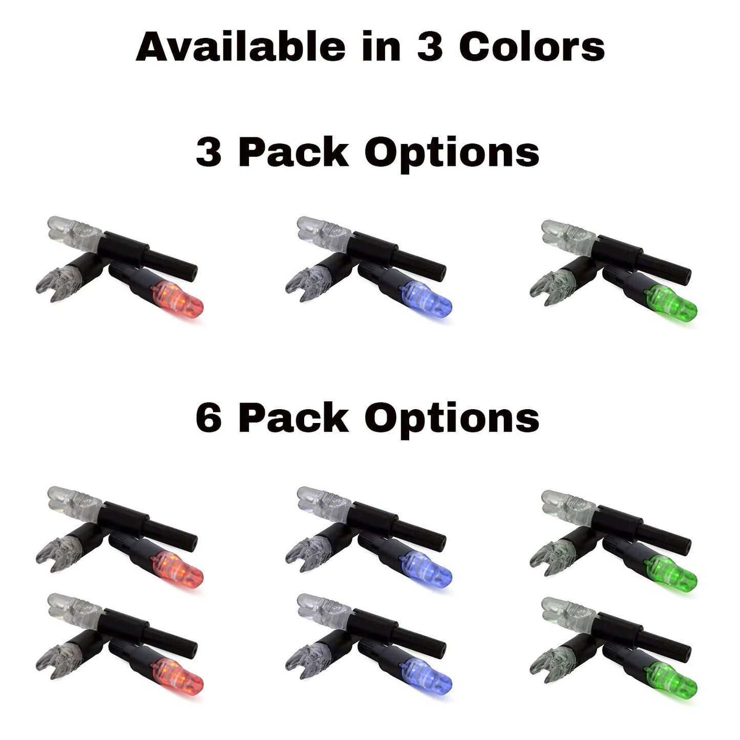 NEW Archery Products Thunderglo Compound Bow LED Illuminated Auto Turn-On Arrow Nocks - Blue (6 Pack)