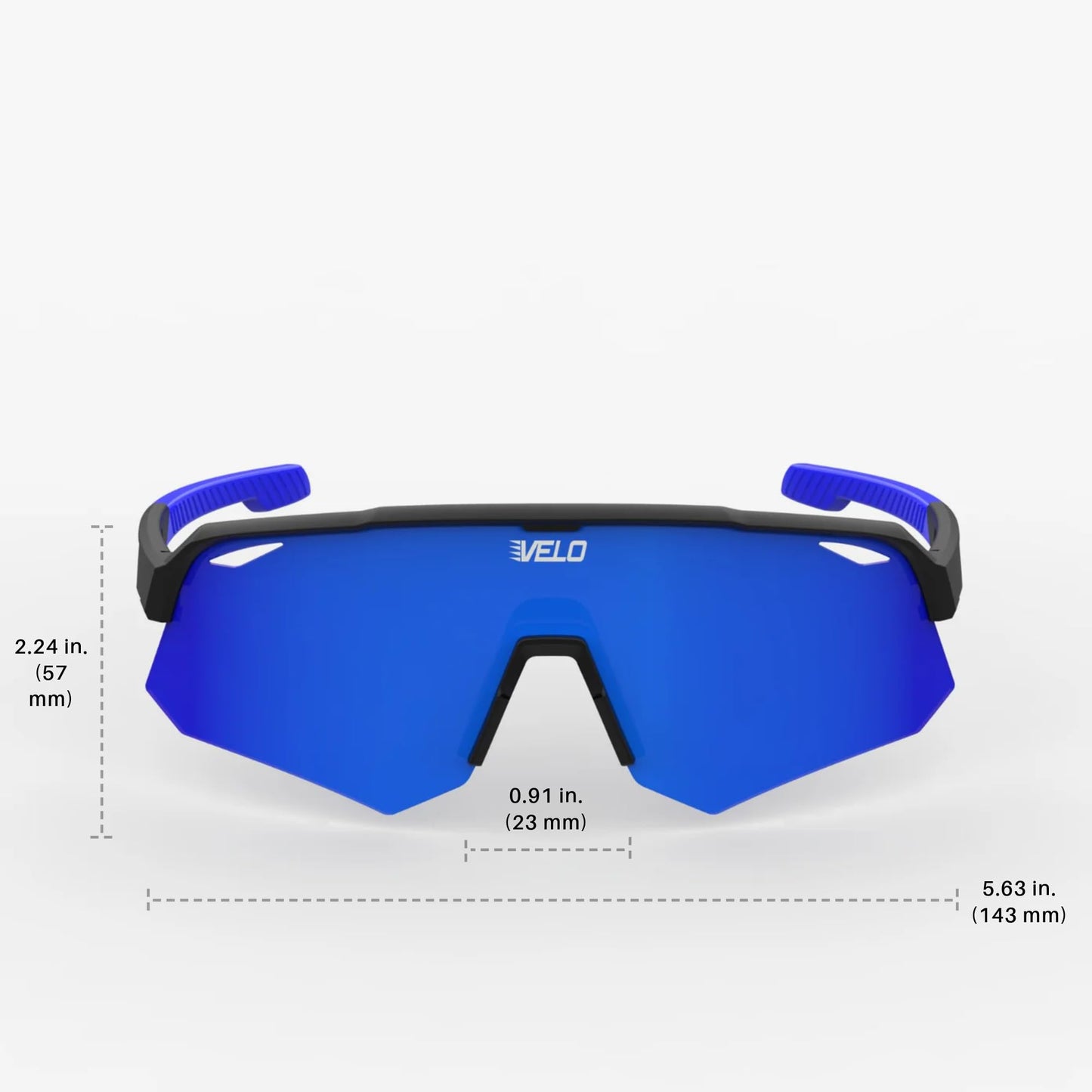 VELO Cutter Sports Sunglasses – 100% UV400 (Black Hyper Blue, Small Adult/Youth)