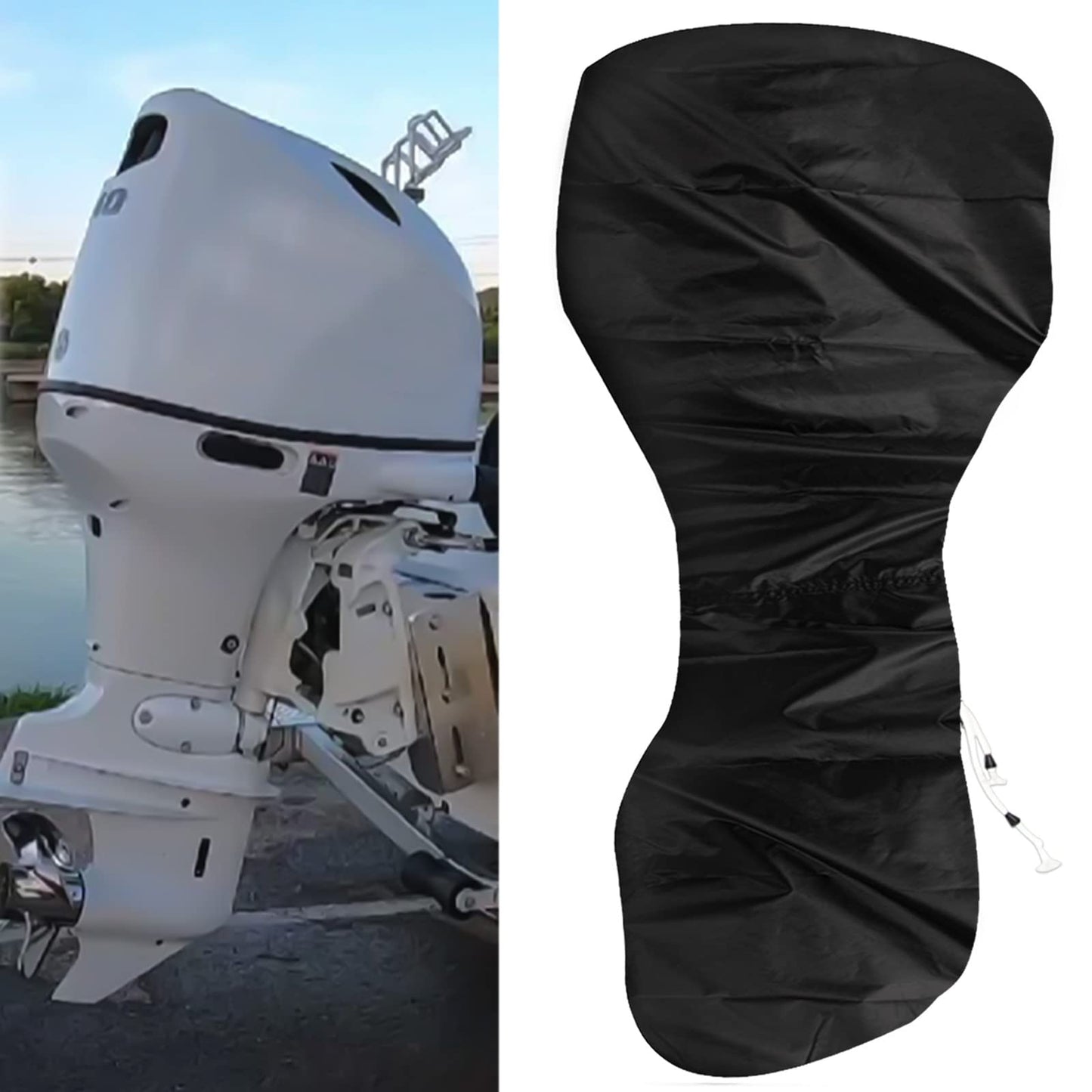 GDDGHS Outboard Motor Cover, 100-150 HP Boat Motor Cover, Mercury Outboard Engine Cover Waterproof, Heavy Duty 420D Oxford Fabric Extra PVC Coating Boat Engine Cover Winter