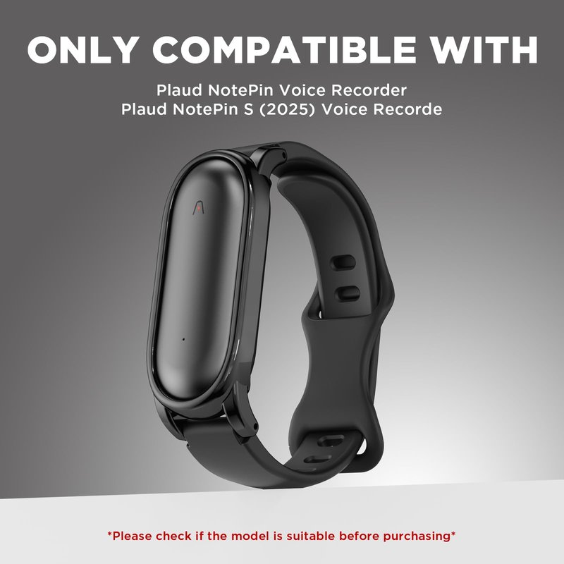 Wacanc Silicone Wristband Compatible with Plaud NotePin Voice Recorder,PC Case with Adjustable Wearable Strap for Plaud NotePin S (2025),Lightweight Replacement Strap Secure Fit Accessories (Black)