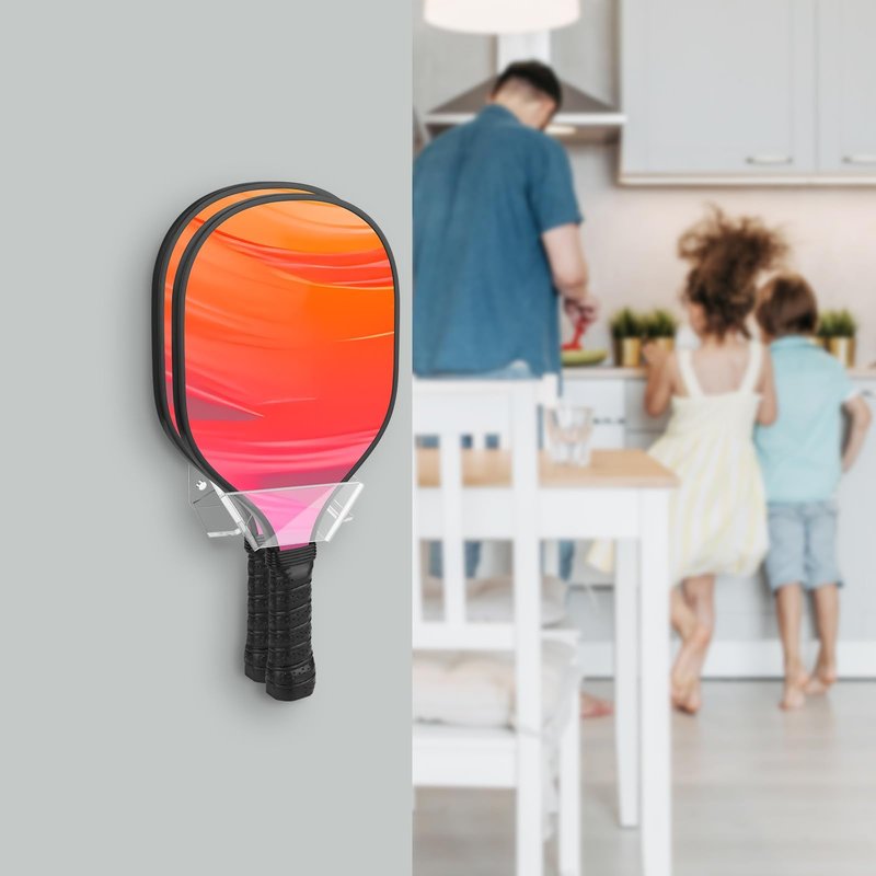 Cosmos Pickleball Paddle Rack Pickleball Racket Wall Mount Stand 2-Paddle Acrylic Display Holder Pickleball Paddle Storage Rack for Two Pickleball Rackets or Table Tennis Rackets (Transparent Clear)