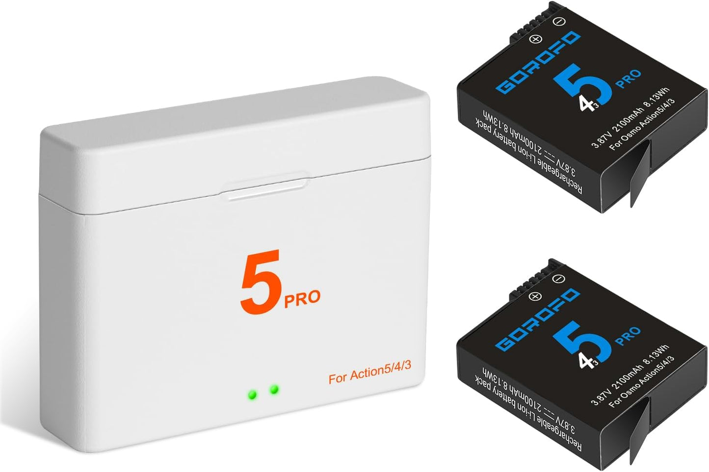 Osmo Action Replacement Batteries - 2-Pack Charger for Osmo Action 5 Pro, 4, 3 & 360 Cameras