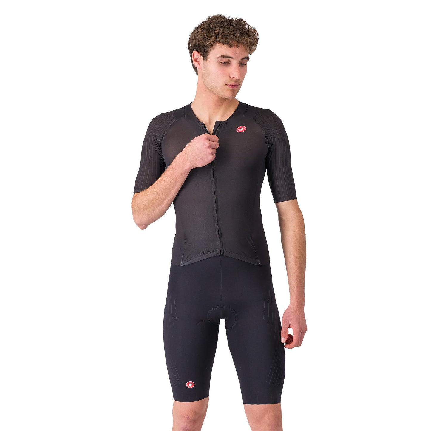 CASTELLI Men’s Sanremo 3 Suit Short Sleeve, Cycling Race Swim Bike Run, Aerodynamic Triathlon Suit with Tri Seat Pad