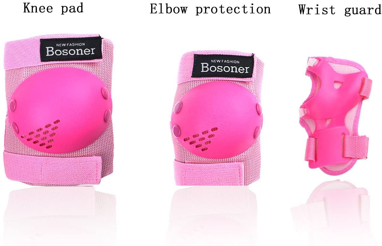 BOSONER Kids/Youth Knee Pads Elbow Pads Wrist Guards Set for 3-15 Years, Child Protective Gear Set for Multi-Sports Outdoor, Roller Skates, Cycling, BMX Bike, Skateboard, Inline Skating, Scooter