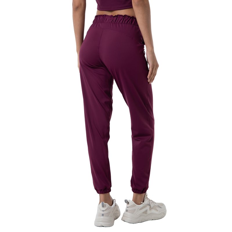 Haowind Joggers for Women with Pockets Elastic Waist Workout Sport Gym Pants Comfy Lounge Yoga Running Pants(Burgundy L)