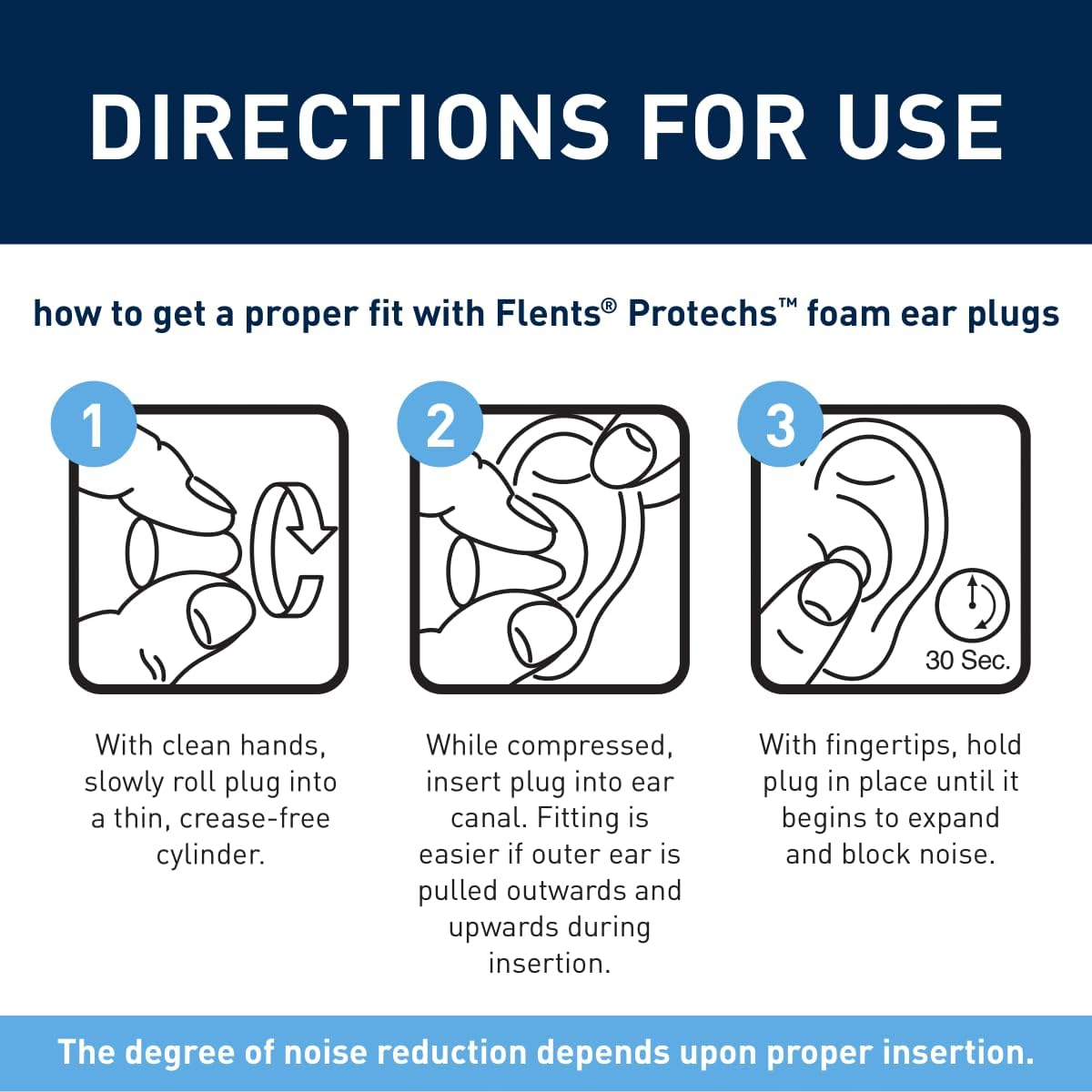 Protechs Foam Ear Plugs - Comfortable Hearing Protection for Work & Sleep | NRR 32, Blue, 10 Pairs
