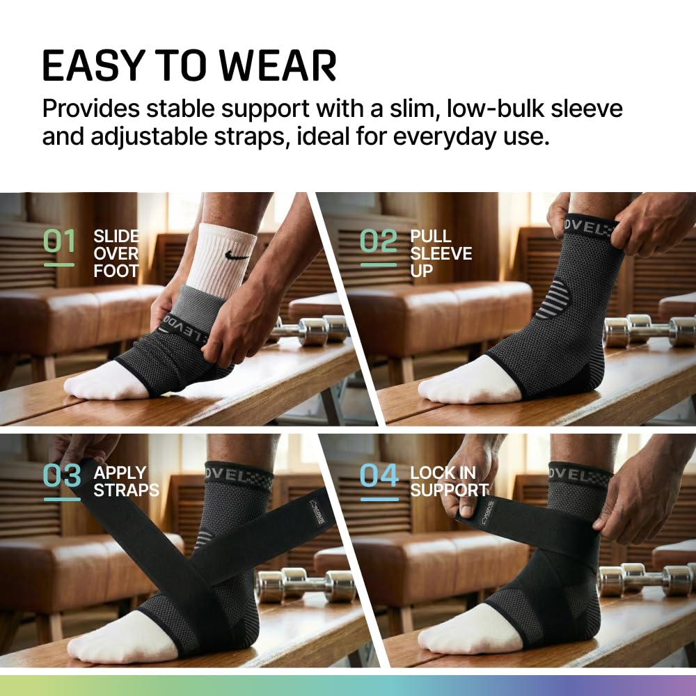 Modvel Foot & Ankle Brace Socks with Adjustable Support Strap – 2 Pack Compression Sleeves for Sprained Ankle, Plantar Fasciitis Relief Tendonitis & Arthritis, Stabilizing Foot & Ankle Support for Women & Men